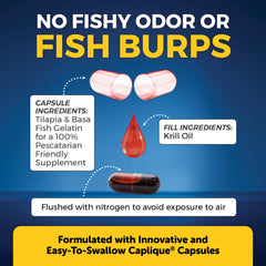 Caplique encapsulated krill oil capsules to prevent fishy burps
