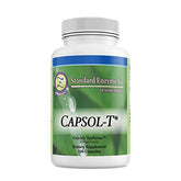 CAPSOL-T bottle with 180 capsules showing decaffeinated green tea and red chili pepper extracts