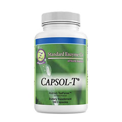 CAPSOL-T bottle with 180 capsules showing decaffeinated green tea and red chili pepper extracts