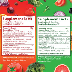 Close-up of the 90 fruit and 90 vegetable capsules