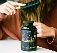 Close-up of collagen capsules