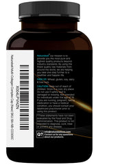 Close-up of collagen capsules in bottle