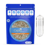 Capsuline Size 0 empty gelatin capsules, clear – 1000 count, front view