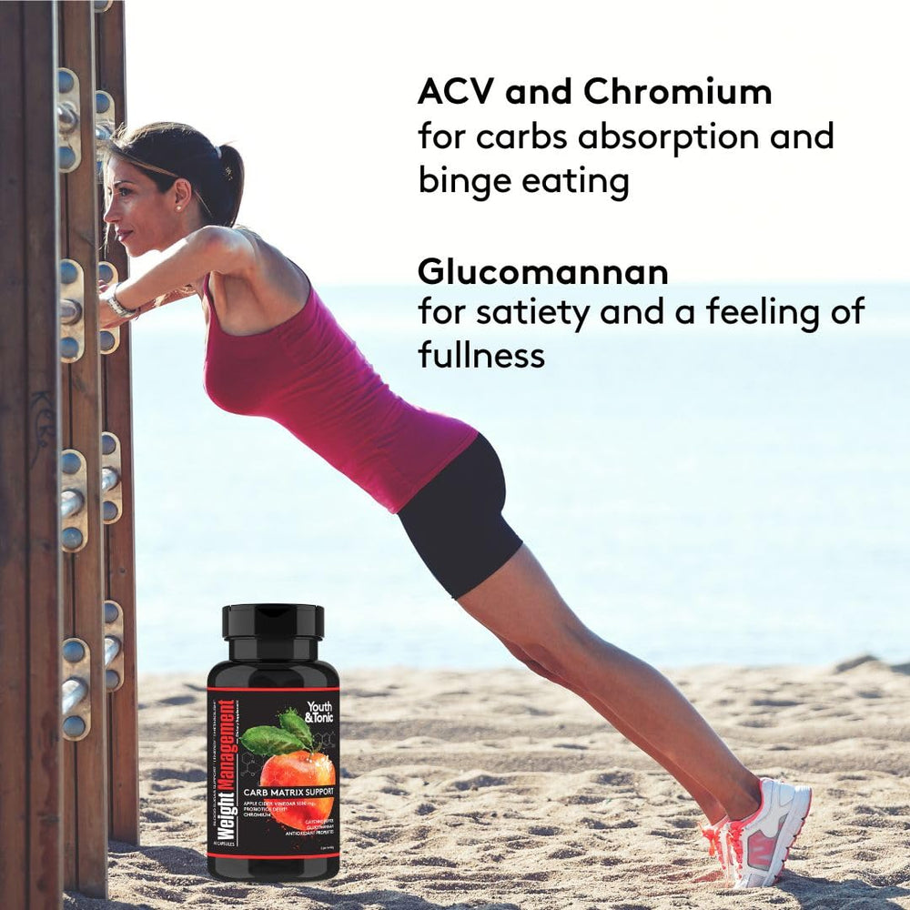 Ingredients include ACV, glucomannan and chromium in Carb Matrix