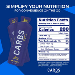 Carbs Fuel Salted Original water-friendly gel paired with hydration for longer efforts.