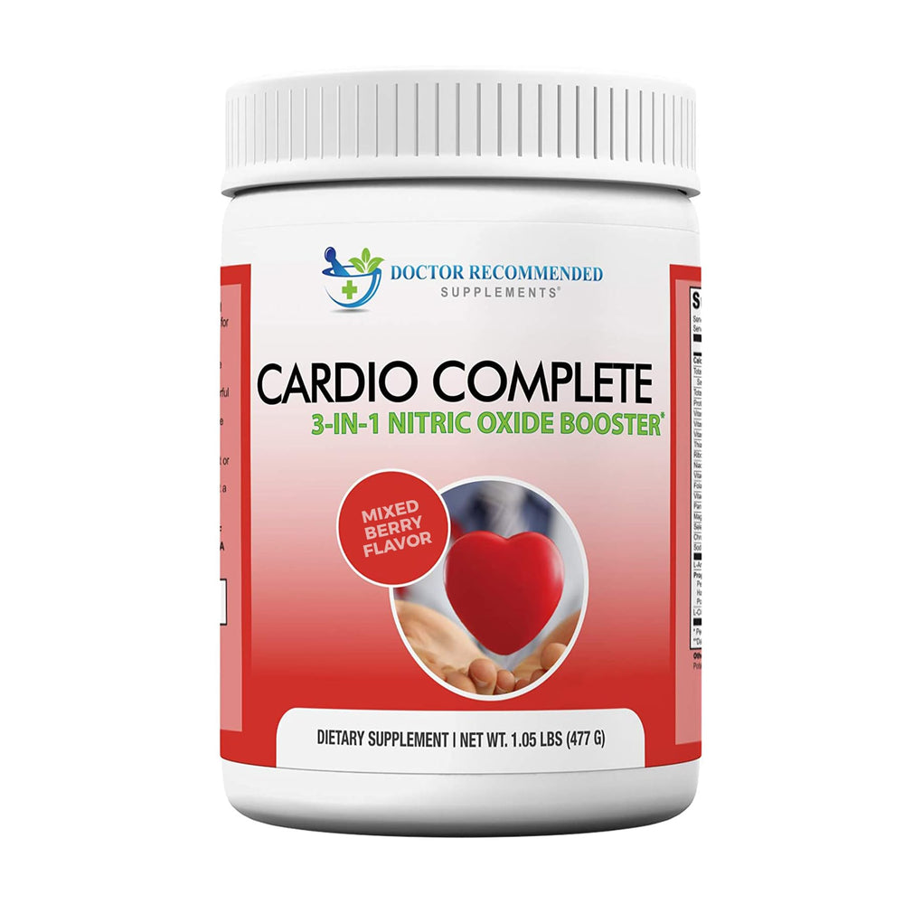 Cardio Complete bottle label for heart health nitric oxide booster
