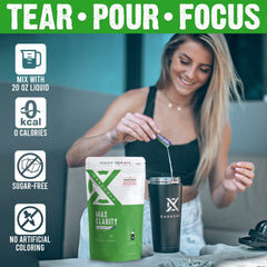 Individual Max Clarity liquid stick being poured into water