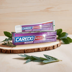 CAREDO toothpaste contains hydroxyapatite for cementum and bone support