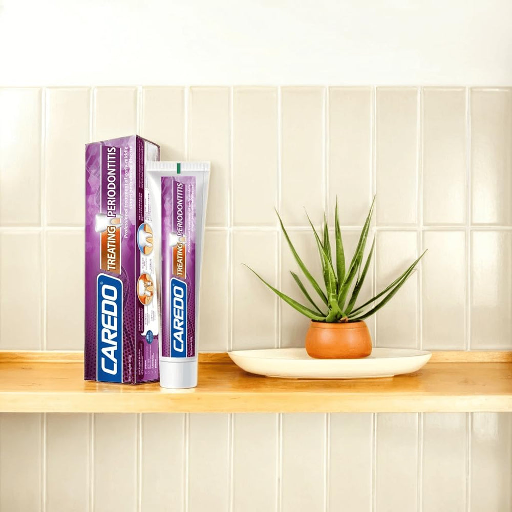 Two CAREDO toothpaste tubes side by side