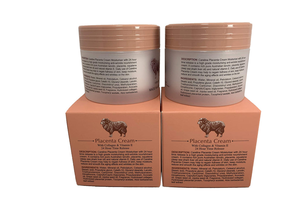 Careline placenta cream packaging label with ingredients