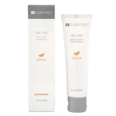 CariFree Gel 1100 Citrus toothpaste tube angled