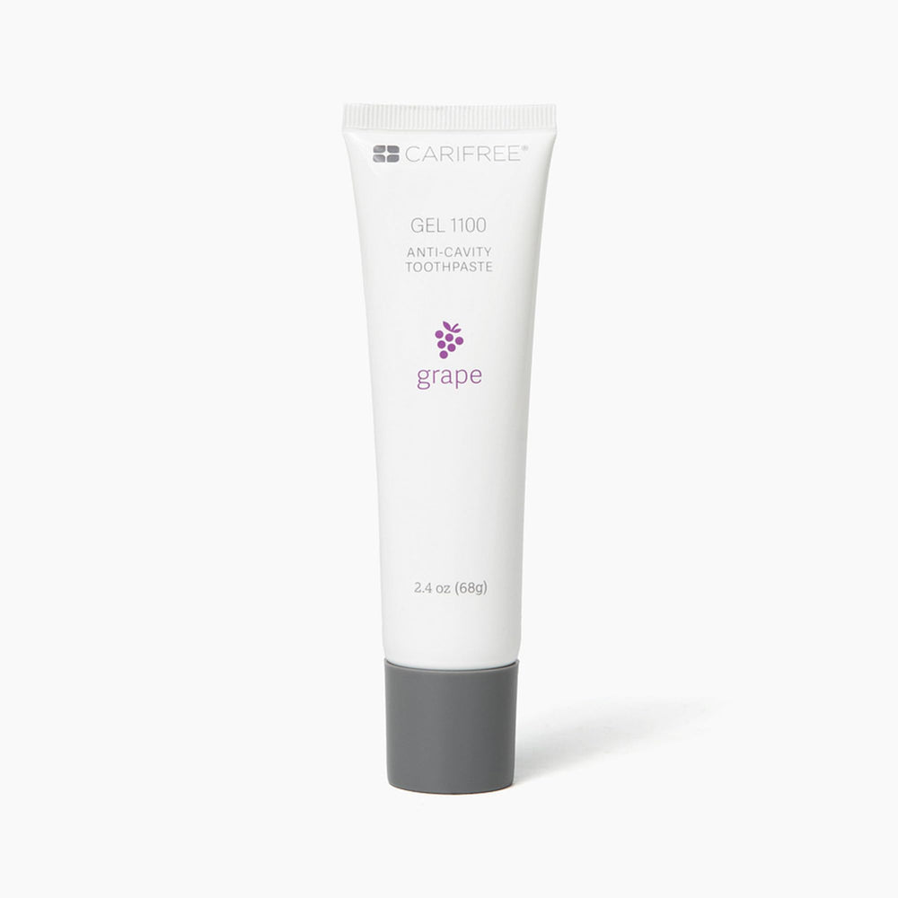 CariFree Gel 1100 toothpaste tube with grape flavor (2.4 oz)