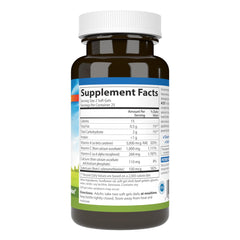 Close-up of Carlson ACES label with vitamin A, C, E and selenium