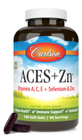 Carlson ACES + Zn softgel bottle for immune support on the go