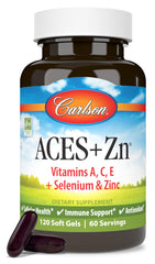Carlson ACES + Zn softgels bottle supports daily immune wellness