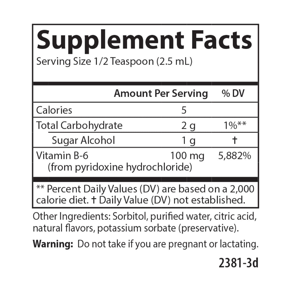 Carlson B-6 Liquid Berry Lemonade packaging with cap