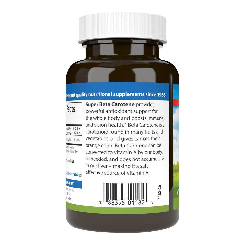 Label of Carlson Super Beta Carotene container