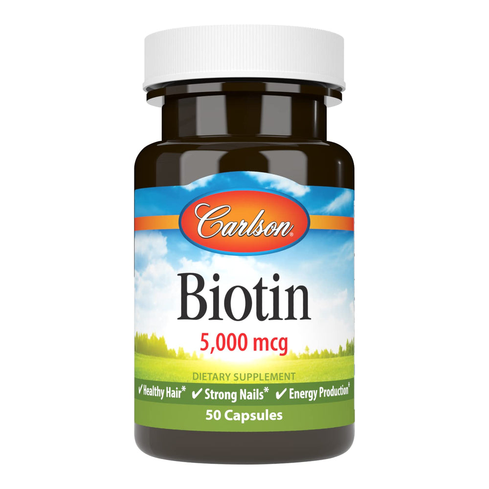 Carlson Biotin 5000 mcg bottle front label