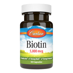 Carlson Biotin 5000 mcg bottle front label