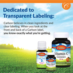 Carlson Cal-600 contents inside bottle with capsules for convenient bone support