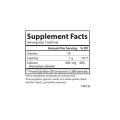 Carlson Cal-600 softgels in hand suggests portable calcium for on-the-go wellness.