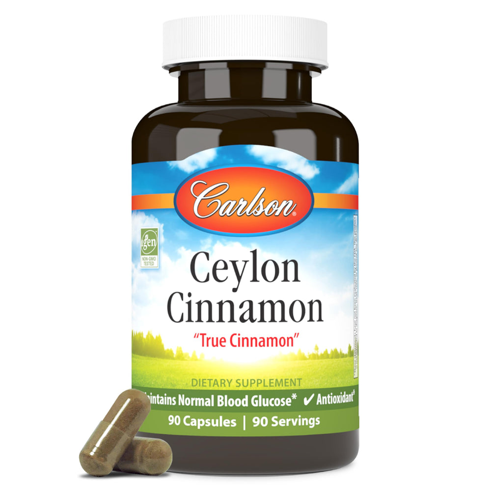 Carlson Ceylon Cinnamon 500 mg bottle and capsules