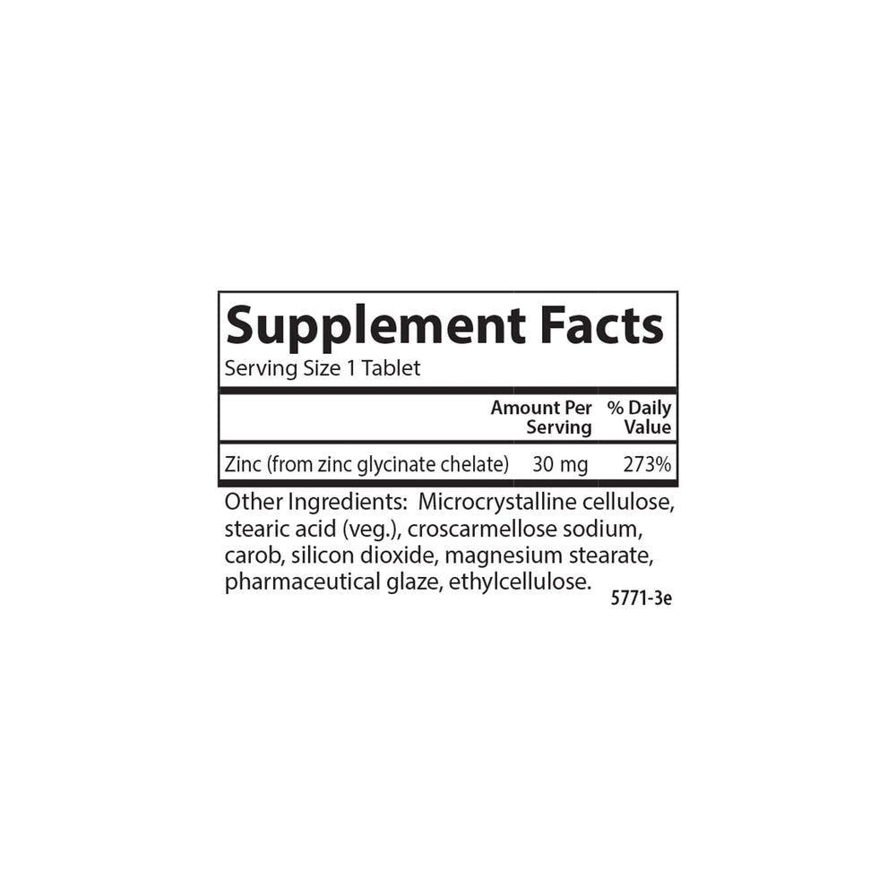 Carlson chelated zinc 30 mg tablet-in-hand demonstrates convenient daily supplementation