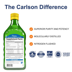 Close-up of label showing 1100 mg omega-3s per teaspoon