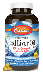 Carlson cod liver oil lemon bottle highlights daily omega-3 support.