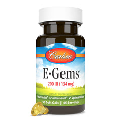 Carlson E-Gems Vitamin E 200 IU bottle label close-up
