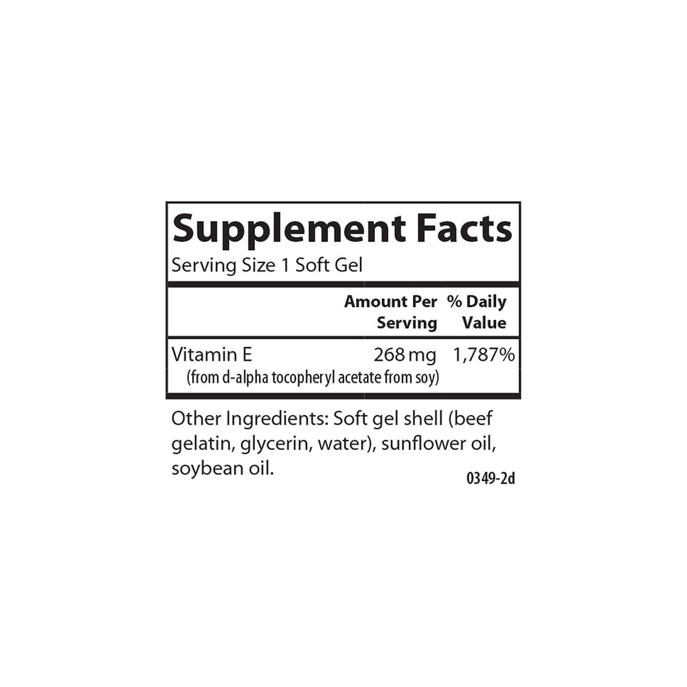 Front view of Carlson E-Gems Vitamin E bottle with 140 soft gels