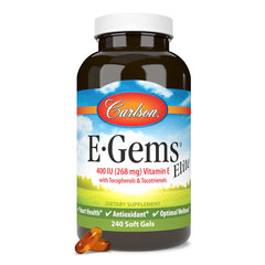 Front label of Carlson E-Gems Elite Vitamin E 400 IU