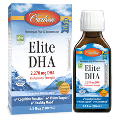 Carlson Elite DHA 2270 mg orange-flavored fish oil bottle, 100 mL