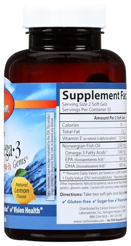 Natural lemon-flavored softgels – 1,600 mg omega-3 per serving