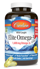 Carlson Elite Omega-3 Gems Lemon bottle front