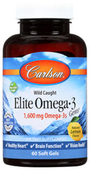 Carlson Elite Omega-3 Gems bottle highlights quality omega-3 source.