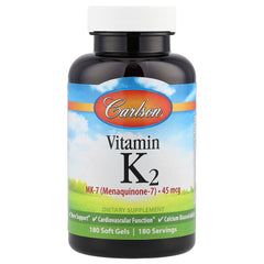 Carlson Labs Vitamin K2-7 45 mcg softgel bottle label
