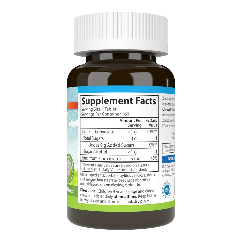 Zinc supplement for kids in natural mixed berry flavor