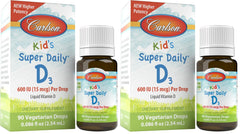 Front view of Carlson Kid's Super Daily D3 bottle