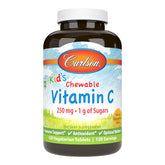 Front view of Carlson Kids Vitamin C Tangerine 250 mg bottle
