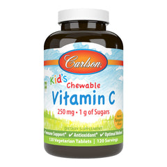 Front view of Carlson Kids Vitamin C Tangerine 250 mg bottle