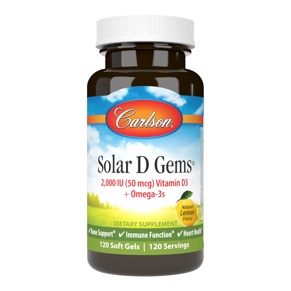 Carlson Labs Solar D Gems Vitamin D3 2000 IU bottle front view