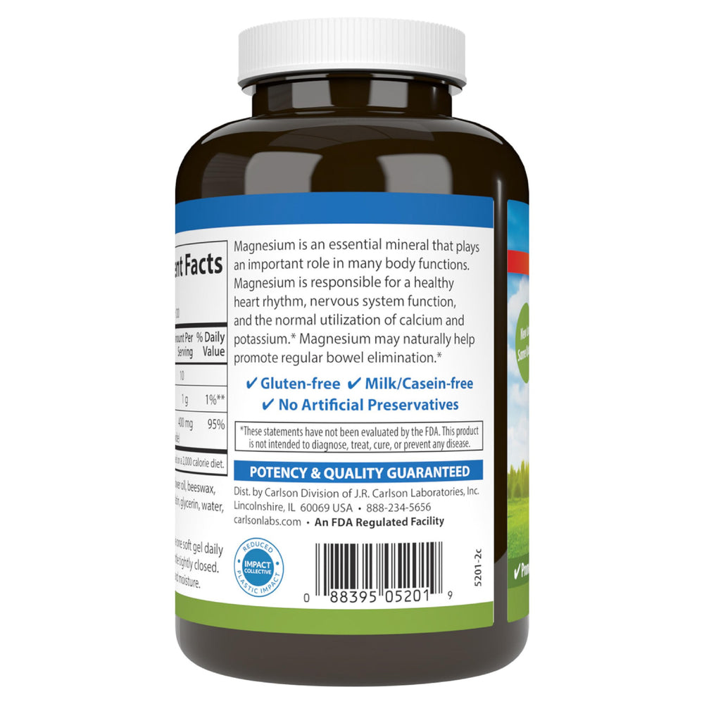 Bottle display showing 250 softgels