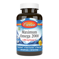 Carlson Maximum Omega 2000 lemon-flavored omega-3 softgels, 60-count