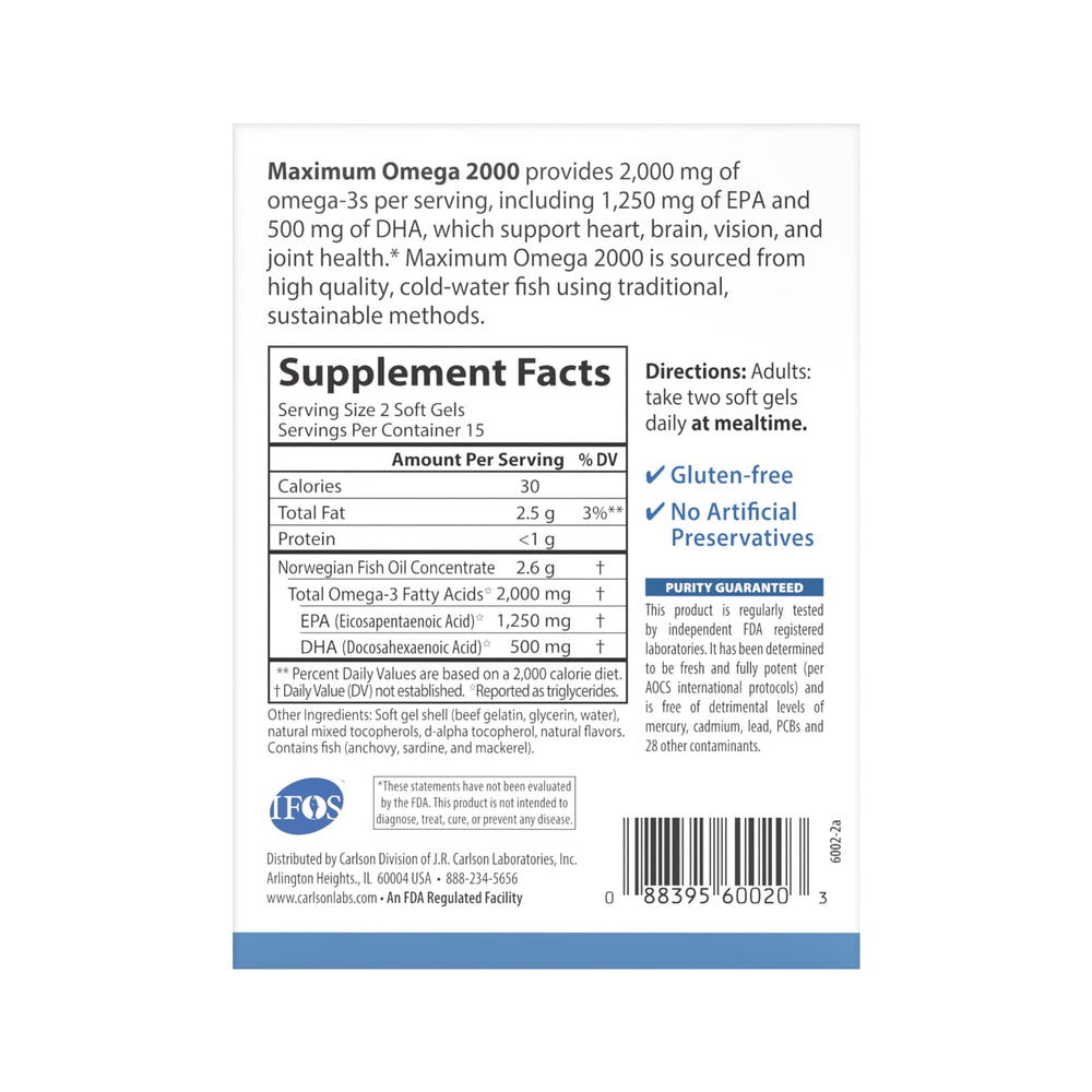 Carlson Maximum Omega 2000 lemon softgels close-up highlights lemon flavor and softgel design