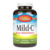 Carlson Mild-C Buffered Vitamin C bottle and label – 250 capsules