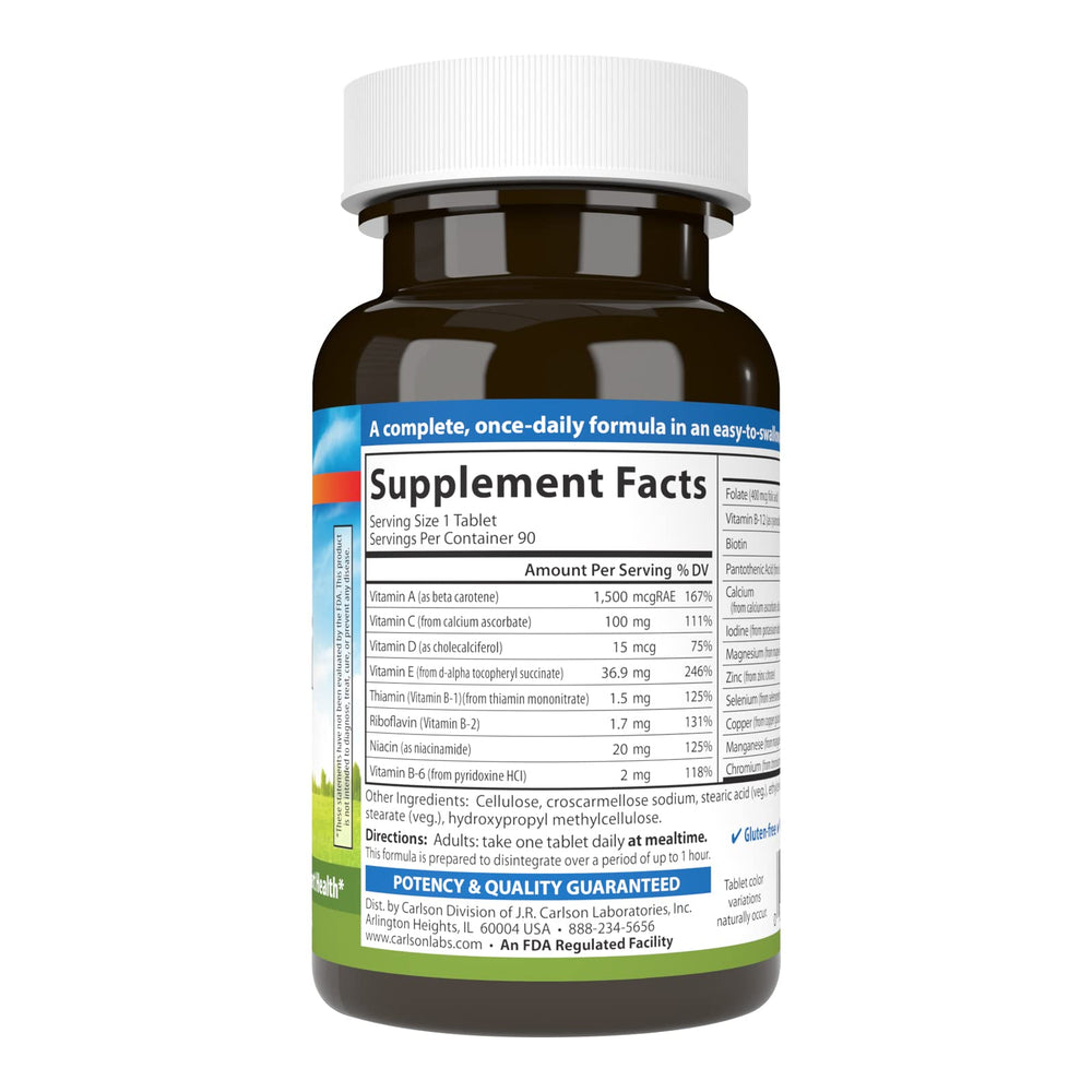 Pack shot of Carlson Mini-Multi bottle with 90 tablets