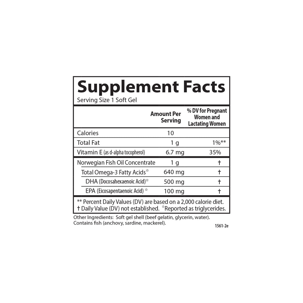 Illustration showing 500 mg DHA per soft gel