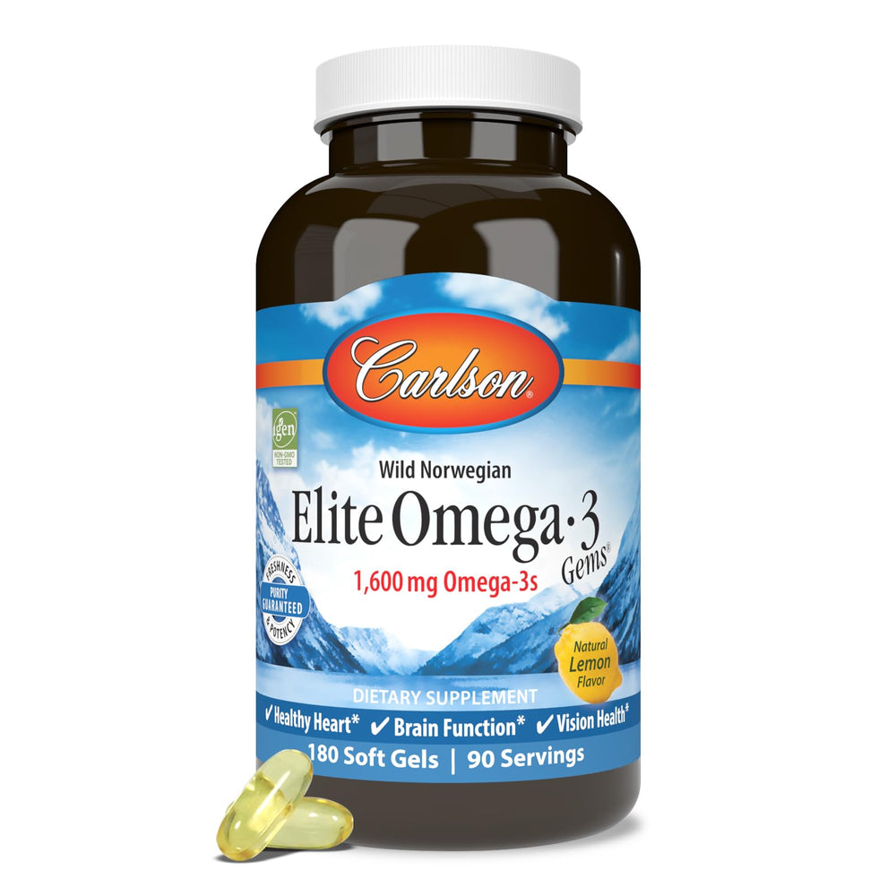 Carlson Omega-3 Gems pour shot indicates easy daily dosing