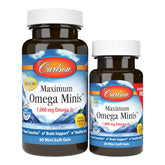 Carlson Omega Minis lemon flavor mini softgels, front view